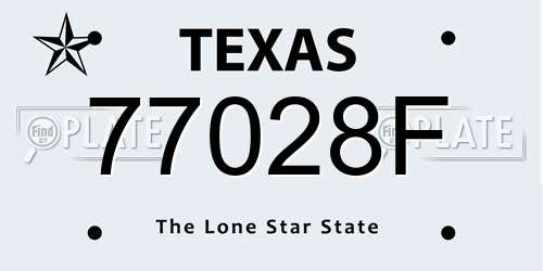 77028F Texas License Plate
