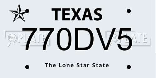 770DV5 Texas License Plate