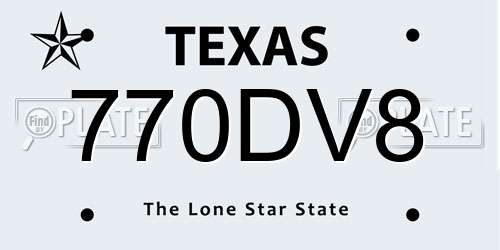 770DV8 Texas License Plate
