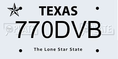 770DVB Texas License Plate