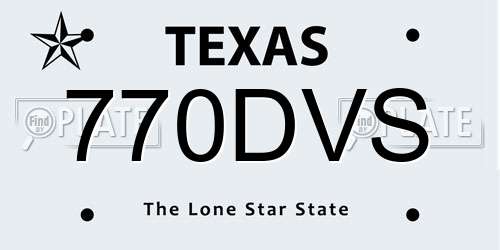 770DVS Texas License Plate