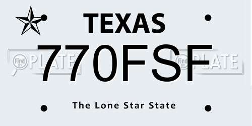 770FSF Texas License Plate