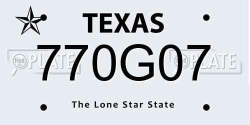 770G07 Texas License Plate