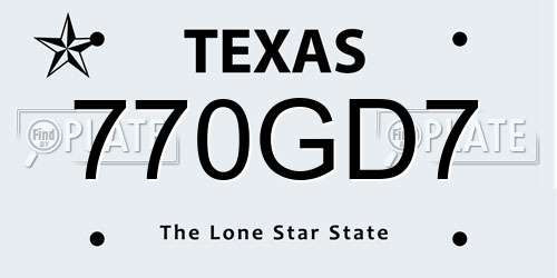 770GD7 Texas License Plate