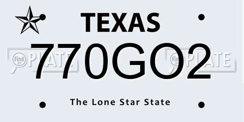 770GO2 Texas License Plate