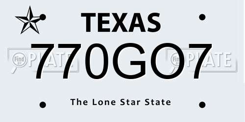 770GO7 Texas License Plate