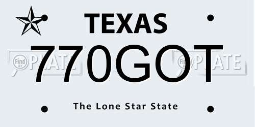 770GOT Texas License Plate