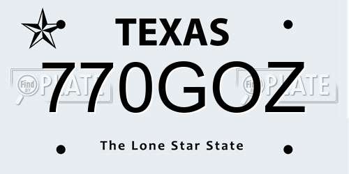770GOZ Texas License Plate