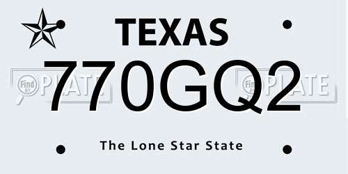 770GQ2 Texas License Plate