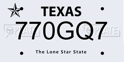770GQ7 Texas License Plate