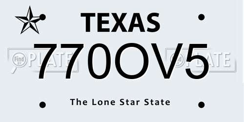 770OV5 Texas License Plate