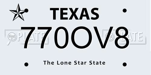 770OV8 Texas License Plate