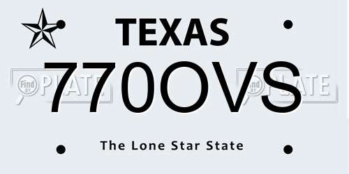 770OVS Texas License Plate
