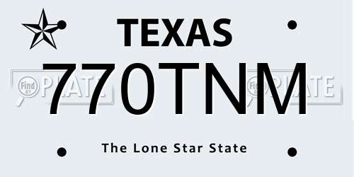 770TNM Texas License Plate