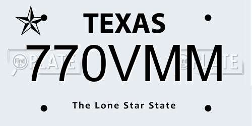 770VMM Texas License Plate