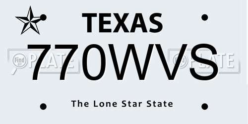 770WVS Texas License Plate