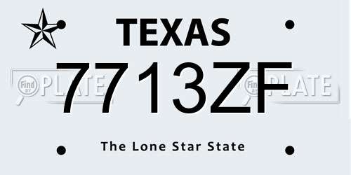 7713ZF Texas License Plate
