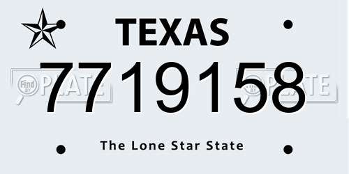 7719158 Texas License Plate