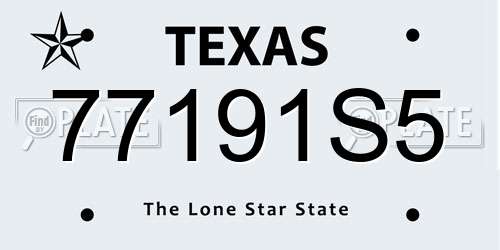 77191S5 Texas License Plate