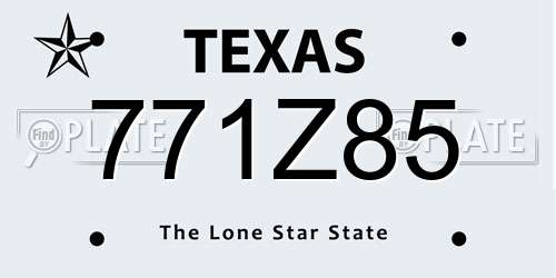 771Z85 Texas License Plate