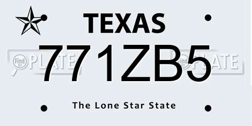 771ZB5 Texas License Plate