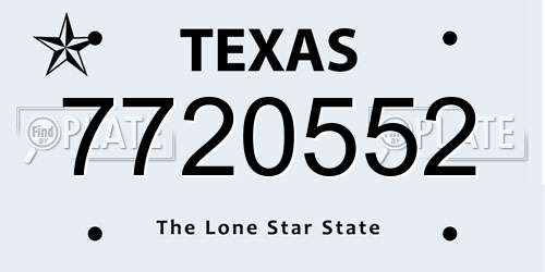 7720552 Texas License Plate