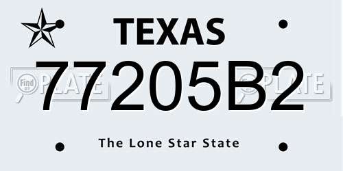 77205B2 Texas License Plate