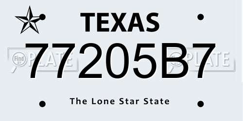 77205B7 Texas License Plate