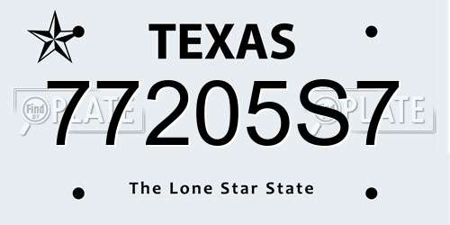 77205S7 Texas License Plate