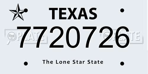7720726 Texas License Plate