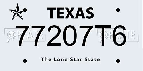 77207T6 Texas License Plate