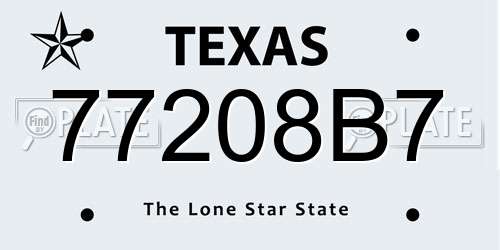 77208B7 Texas License Plate