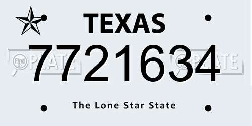 7721634 Texas License Plate
