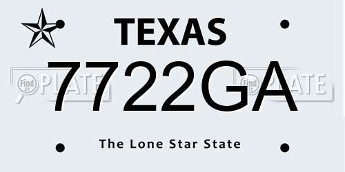7722GA Texas License Plate
