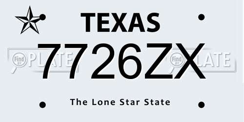 7726ZX Texas License Plate