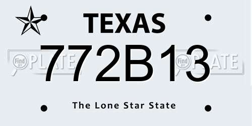 772B13 Texas License Plate