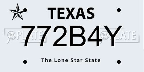 772B4Y Texas License Plate