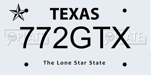 772GTX Texas License Plate