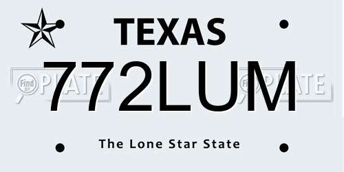 772LUM Texas License Plate