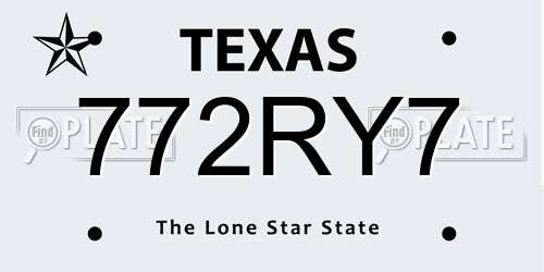 772RY7 Texas License Plate