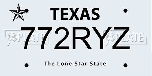 772RYZ Texas License Plate