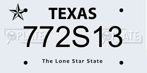772S13 Texas License Plate