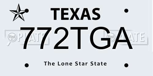 772TGA Texas License Plate