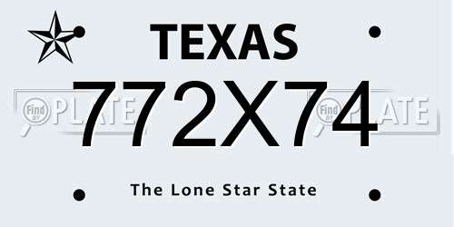 772X74 Texas License Plate