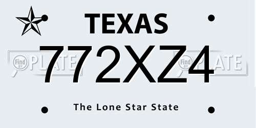 772XZ4 Texas License Plate