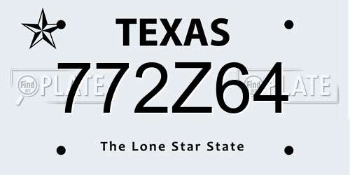 772Z64 Texas License Plate