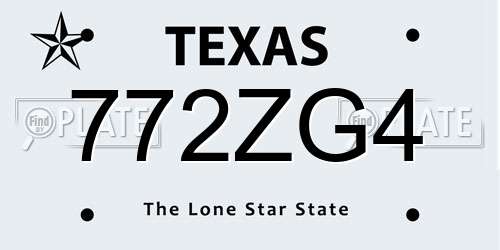 772ZG4 Texas License Plate