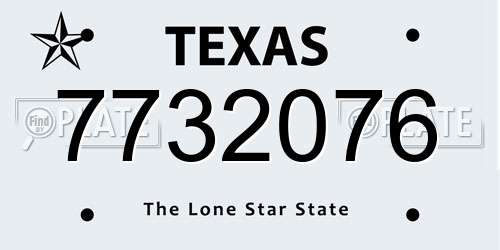 7732076 Texas License Plate