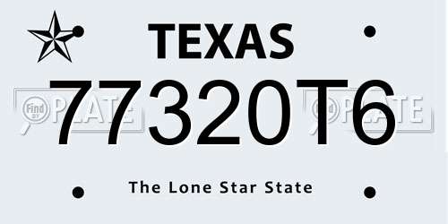 77320T6 Texas License Plate