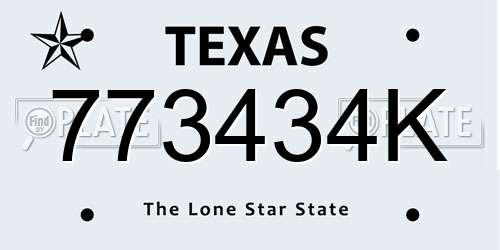 773434K Texas License Plate